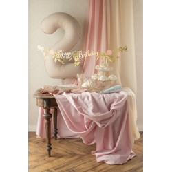 Baner Happy Birthday Kwiaty, różowo-złoty, 1.3m