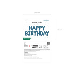 Balon foliowy Happy Birthday, 340x35cm, granat