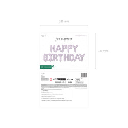 Balon foliowy Happy Birthday, 340x35cm, fiolet