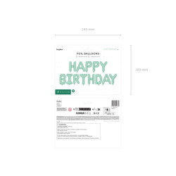 Balon foliowy Happy Birthday, 340x35cm, zieleń