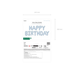 Balon foliowy Happy Birthday, 340x35cm, niebieski