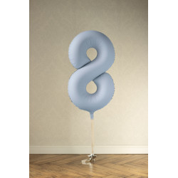 Balon foliowy Cyfra '8', 86cm, mglisty niebieski