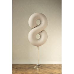 Balon foliowy Cyfra '8', 86cm, jasny beż