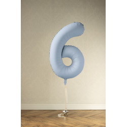 Balon foliowy Cyfra '6', 86cm, mglisty niebieski