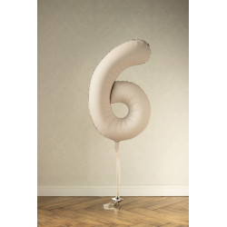 Balon foliowy Cyfra '6', 86cm, jasny beż