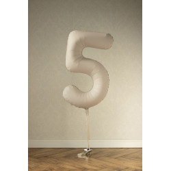 Balon foliowy Cyfra '5', 86cm, jasny beż