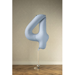 Balon foliowy Cyfra '4', 86cm, mglisty niebieski
