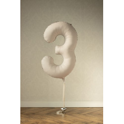 Balon foliowy Cyfra '3', 86cm, jasny beż