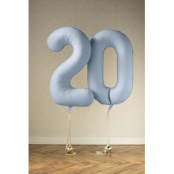 Balon foliowy Cyfra '0', 86cm, mglisty niebieski