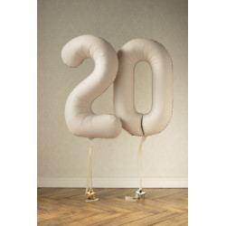 Balon foliowy Cyfra '0', 86cm, jasny beż