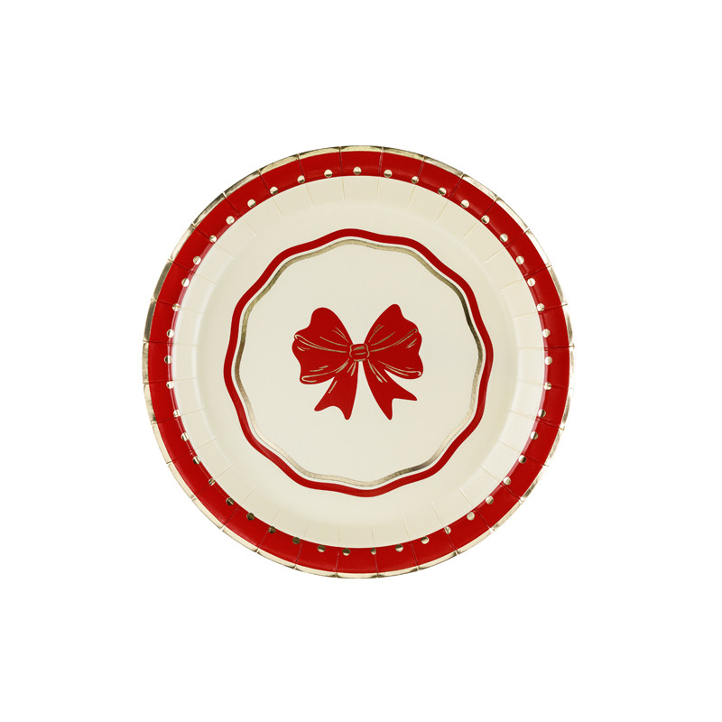 Talerzyki Kokarda, 18 cm, czerwono-beżowy (1 op. / 6 szt.)
