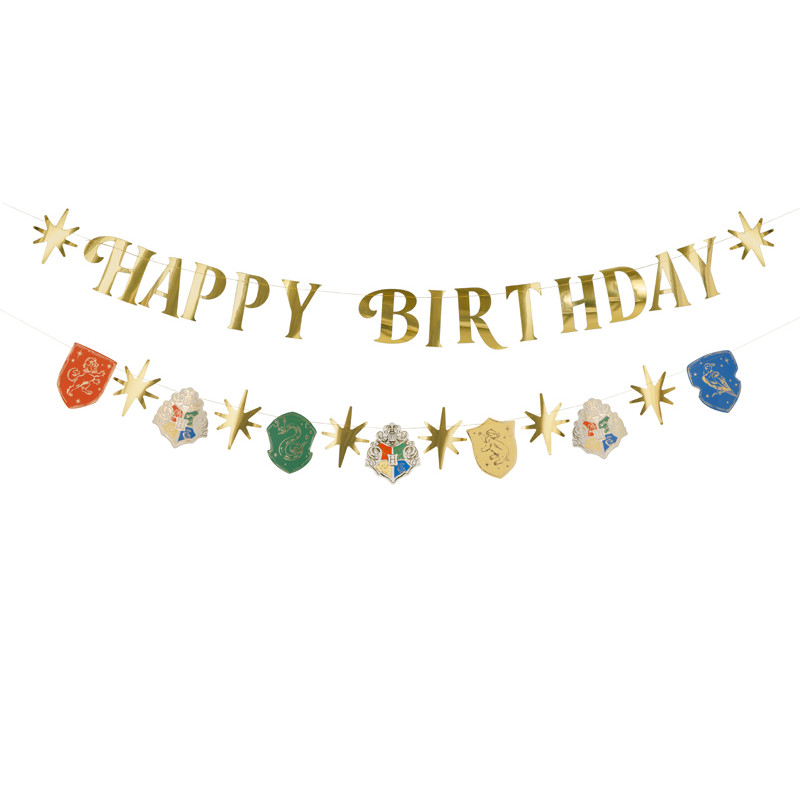 Baner Harry Potter Happy Birthday, 200 cm, złoty