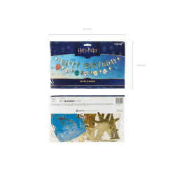 Baner Harry Potter Happy Birthday, 200 cm, złoty