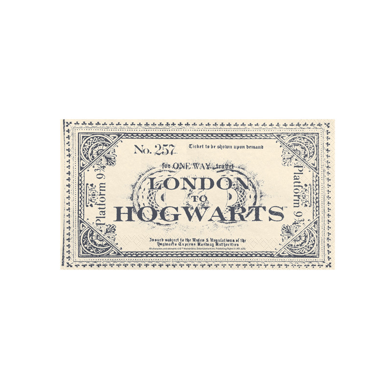 Serwetki Harry Potter Bilet London to Hogwarts, 33x40 cm, beżowe (1 op. / 20 szt.)