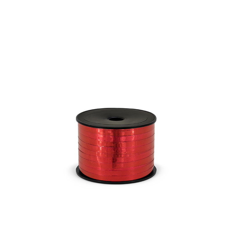 Wstążka plastikowa metalizowana 5mm/90m, czerwony
