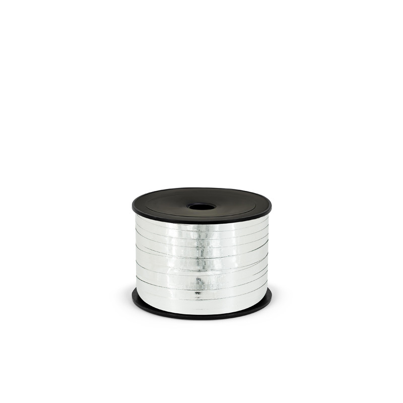 Wstążka plastikowa metalizowana 5mm/90m, srebrny