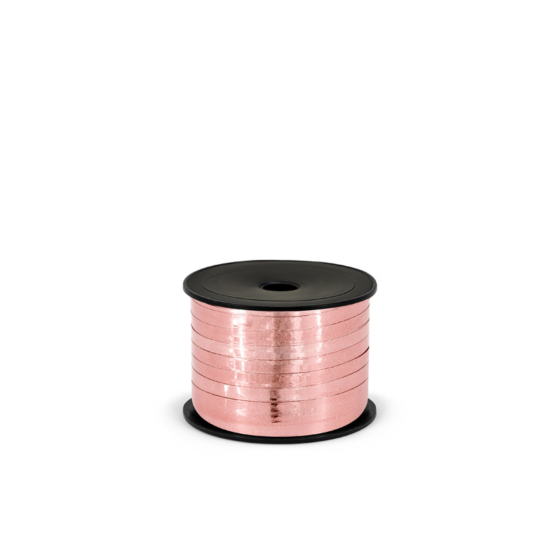 Wstążka plastikowa metalizowana 5mm/25m, różowe złoto