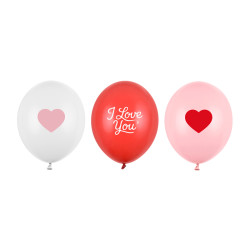 Balony 30 cm, I love you, mix (1 op. / 50 szt.)