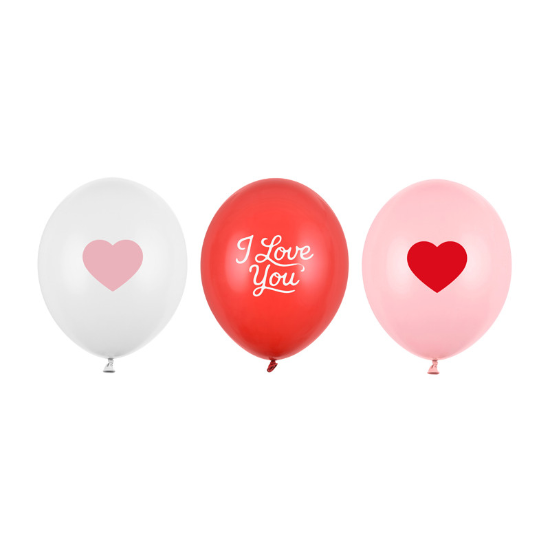 Balony 30 cm, I love you, mix (1 op. / 50 szt.)