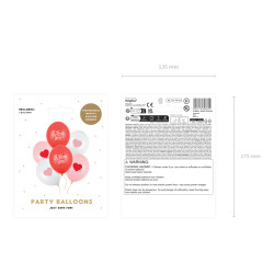 Balony 30 cm, I love you, mix (1 op. / 6 szt.)