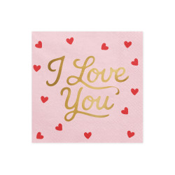 Serwetki I love you, 33x33 cm, różowe (1 op. / 20 szt.)