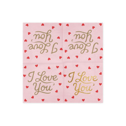 Serwetki I love you, 33x33 cm, różowe (1 op. / 20 szt.)