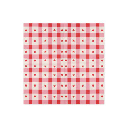 Serwetki Kratka z serduszkami, 33x33 cm, czerwono-różowe (1 op. / 20 szt.)