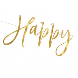 Baner Happy New Year, złoty, 66x18cm