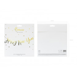 Baner Happy New Year, złoty, 66x18cm