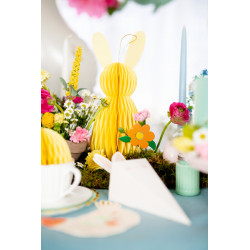 Dekoracja papierowa honeycomb Króliczek, żółty, 30 cm