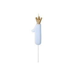 Świeczka urodzinowa Cyferka 1,  jasny niebieski, 9.5cm