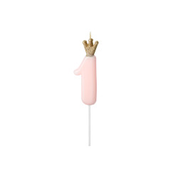 Świeczka urodzinowa Cyferka 1,  jasny różowy, 9.5cm