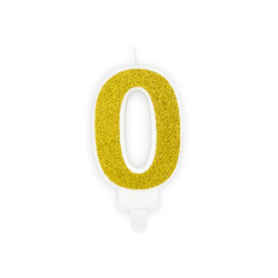 Świeczka urodzinowa Cyferka 0, złoty, 7cm