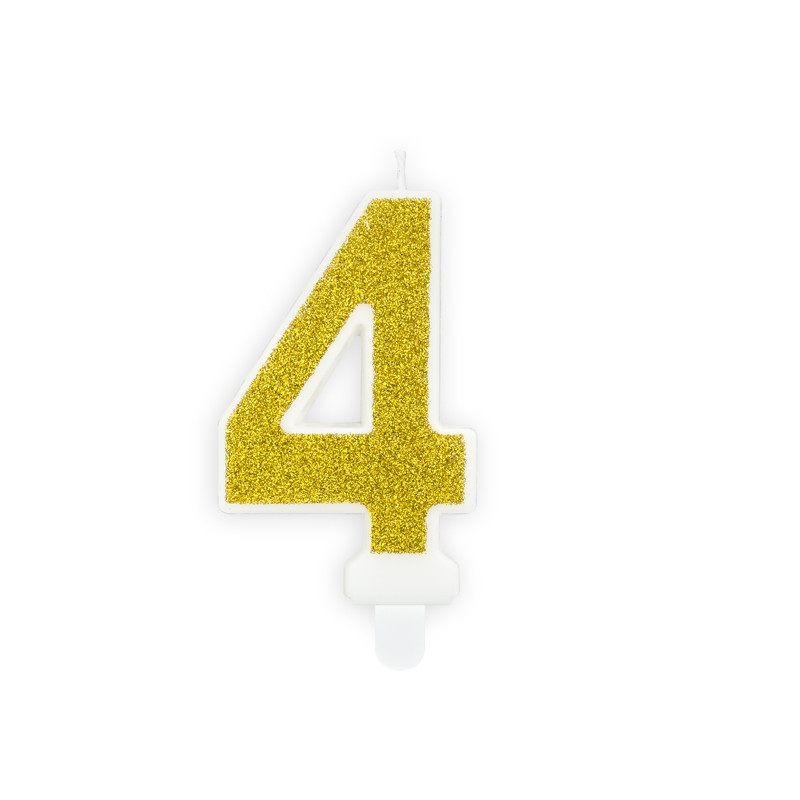 Świeczka urodzinowa Cyferka 4, złoty, 7cm
