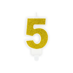 Świeczka urodzinowa Cyferka 5, złoty, 7cm