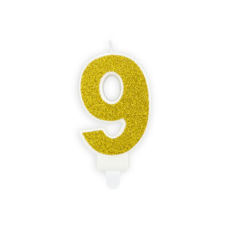 Świeczka urodzinowa Cyferka 9, złoty, 7cm