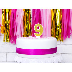 Świeczka urodzinowa Cyferka 9, złoty, 7cm