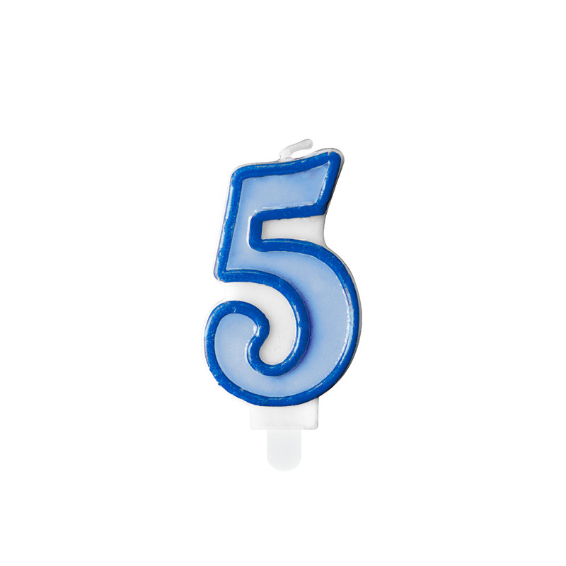 Świeczka urodzinowa Cyferka 5, niebieski, 7cm