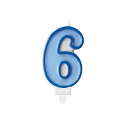 Świeczka urodzinowa Cyferka 6, niebieski, 7cm