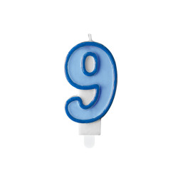 Świeczka urodzinowa Cyferka 9, niebieski, 7cm