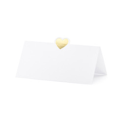 Wizytówki na stół - Serce, złoty, 10x5cm (1 op. / 10 szt.)