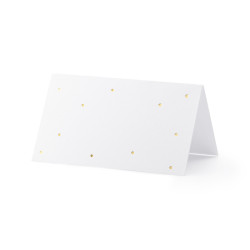 Wizytówki na stół - Kropki, złoty, 9,5x5,5cm (1 op. / 10 szt.)