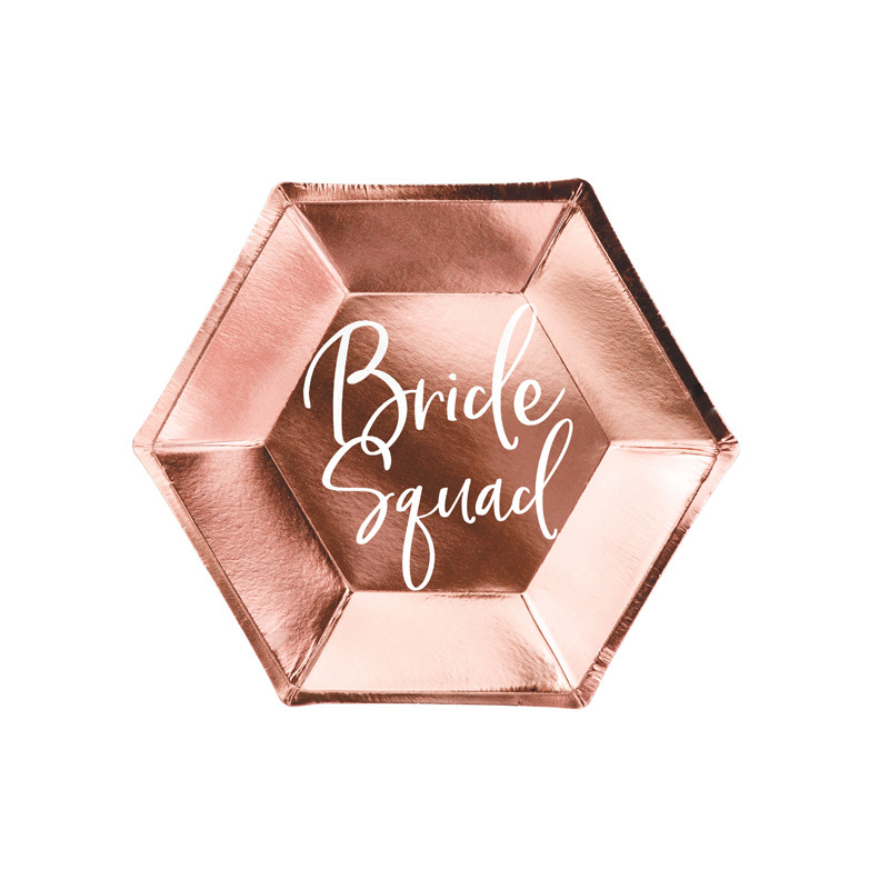 Talerzyki Bride squad, różowe złoto, 23cm (1 op. / 6 szt.)