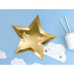 Talerzyki Little Star - Gwiazda, złoty, 27cm (1 op. / 6 szt.)