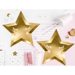 Talerzyki Little Star - Gwiazda, złoty, 27cm (1 op. / 6 szt.)