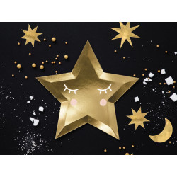 Talerzyki Little Star - Gwiazda, złoty, 27cm (1 op. / 6 szt.)