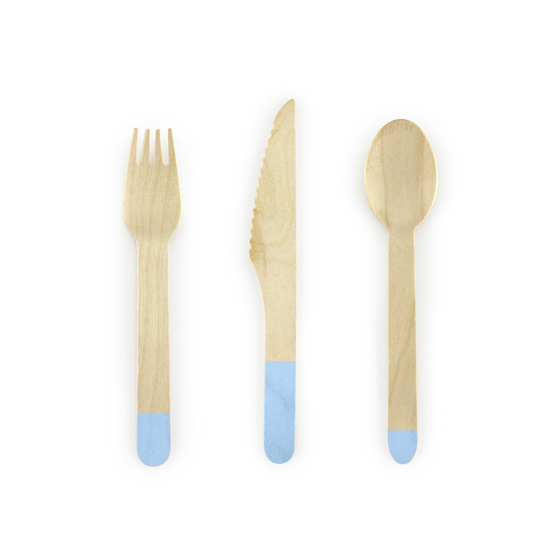 Sztućce drewniane, jasny niebieski, 16cm (1 op. / 18 szt.)