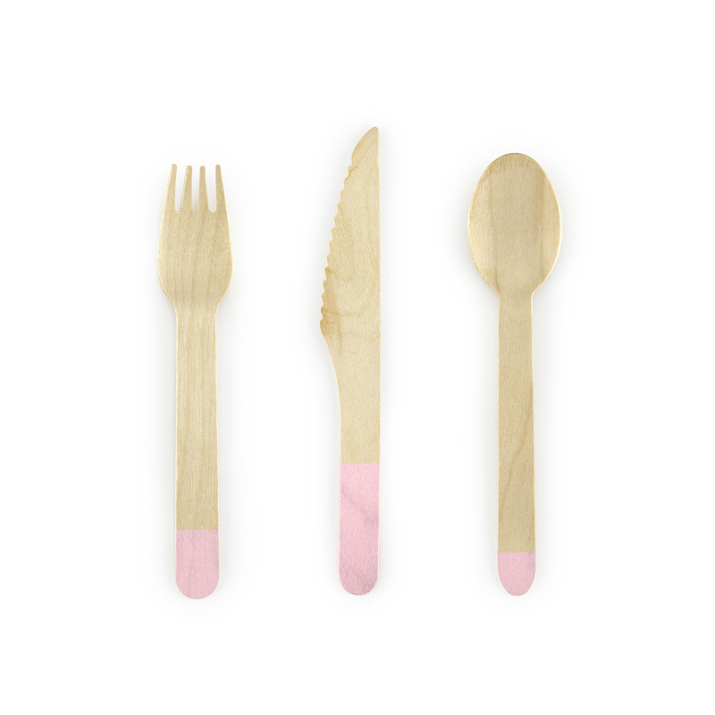 Sztućce drewniane, jasny różowy, 16cm (1 op. / 18 szt.)