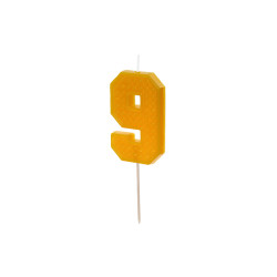 Świeczka urodzinowa Cyferka 9, 6 cm, żółty
