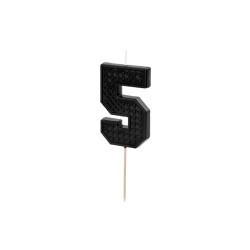 Świeczka urodzinowa Cyferka 5, 6 cm, czarny